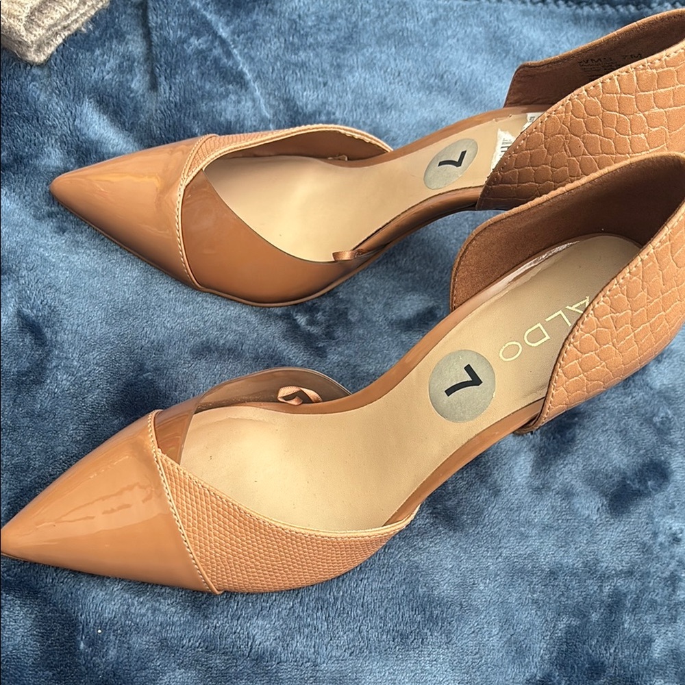 Aldo Tan Heels with Elegant d'Orsay Design